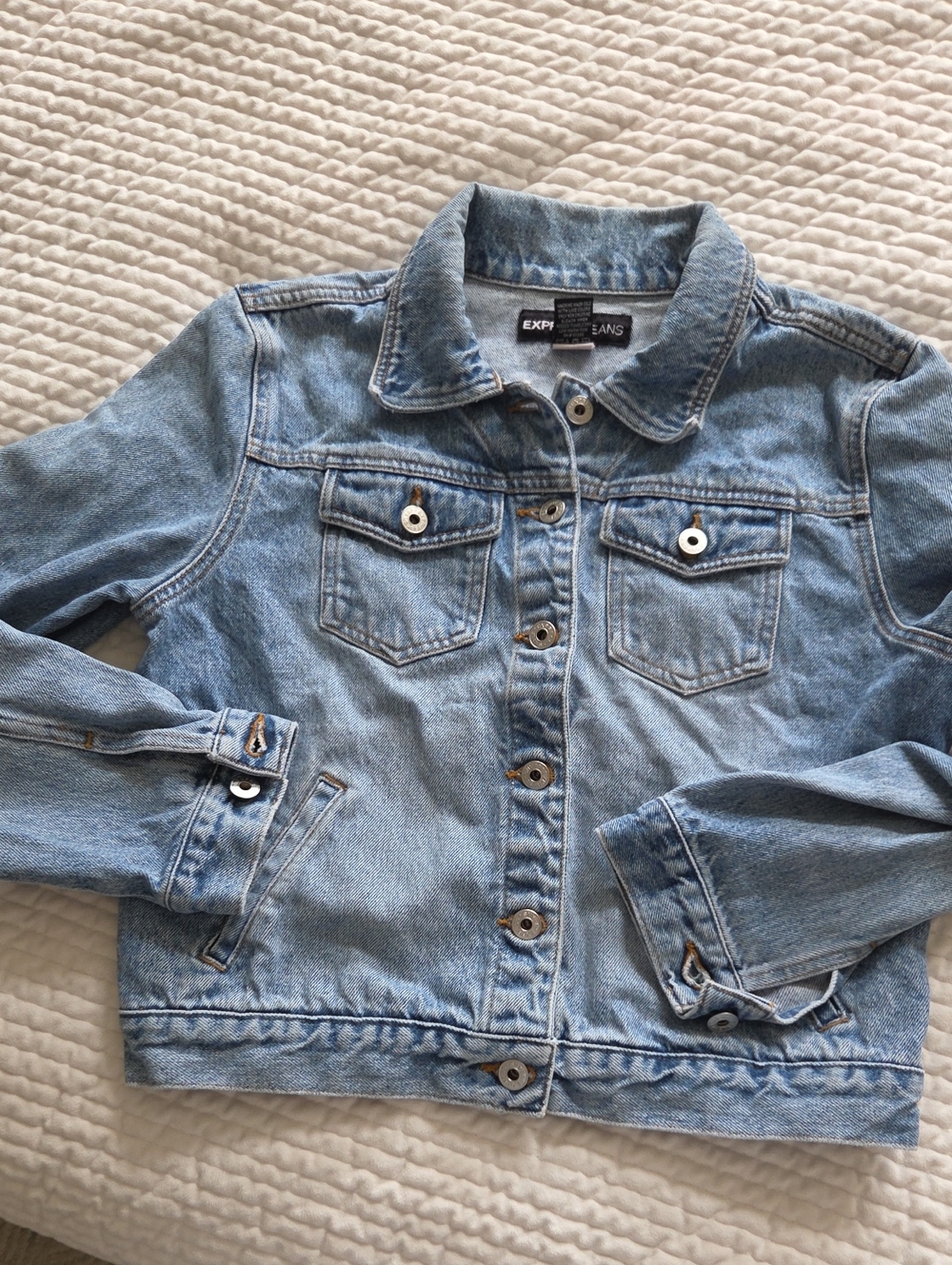 Express Light Wash Jean Jacket in Faded Blue